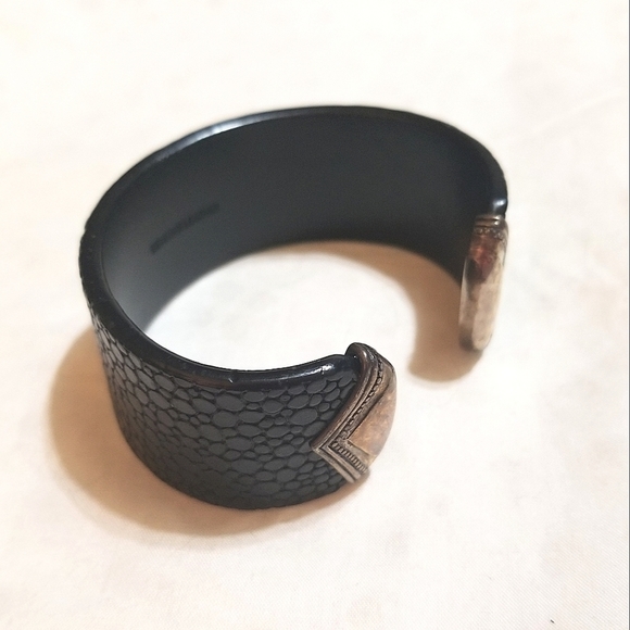 RETIRED SILPADA Stingray Leather Sterling Cuff Bangle Bracelet - Picture 5 of 7